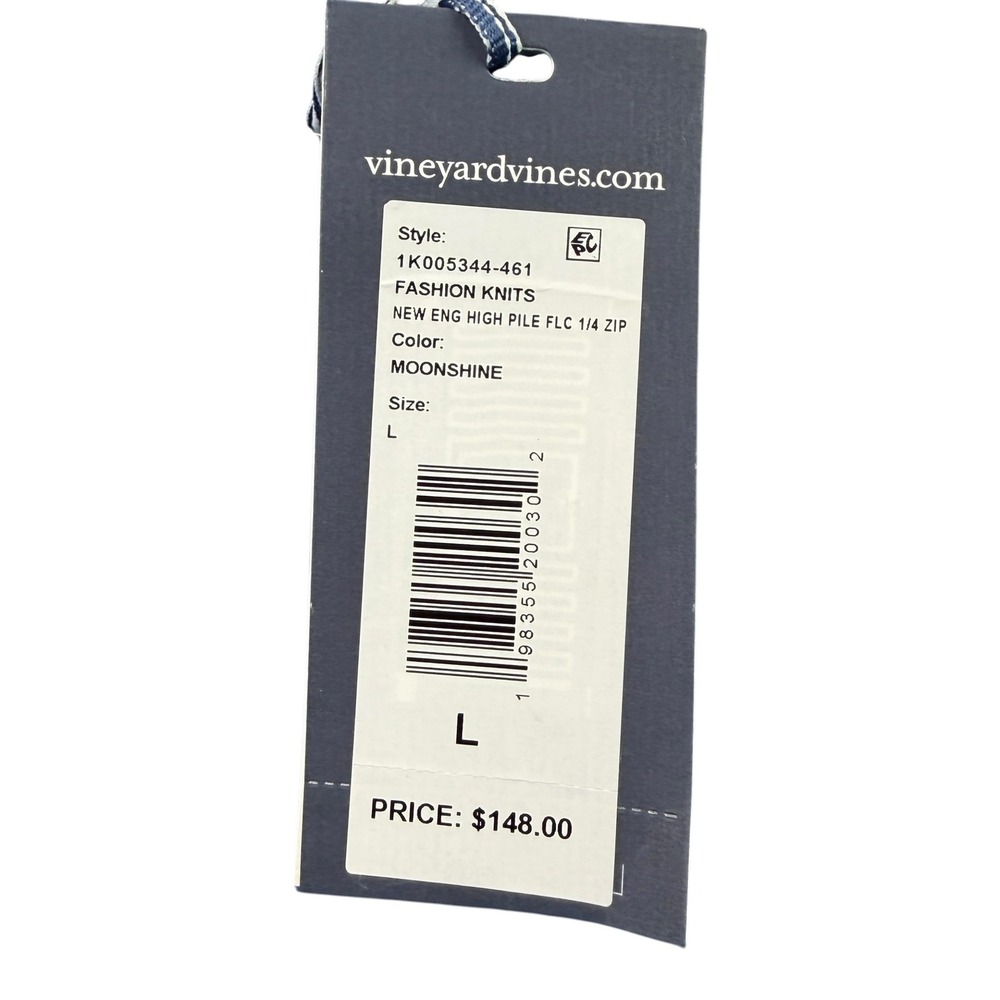 Vineyard Vines Mens New Eng High Pile Fleece 1/4 Zip Moonshine Blue Large NWT - Picture 8 of 10